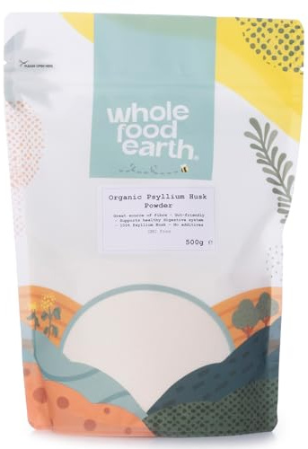 Wholefood Earth Organic Psyllium Husk Powder 500g Vegan | GMO Free | High Fibre | High Protein | Certified Organic