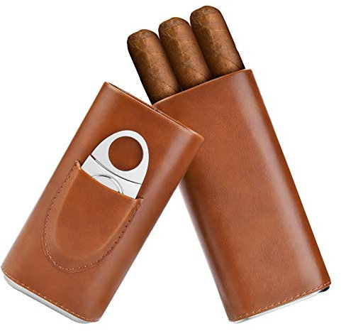 Zigarren-Etui mit Zedernholz ausgekleidet – Reisekoffer Zigarrenschneider Humidor Etui (braun)