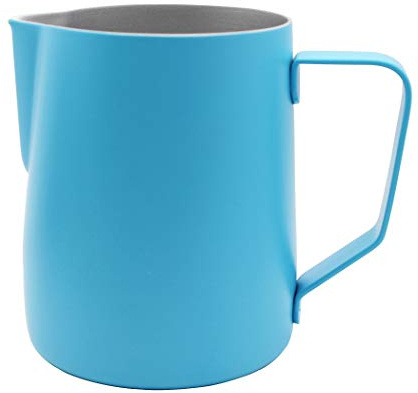Abcsea 1 Pezzo Bricco per Latte in Acciaio Inox, Brocca di Latte, Brocca in Acciaio Inox, Montalatte Latte, Schiuma di Latte, caffè Latte Art Penna caffè, Blu 350ml/12oz