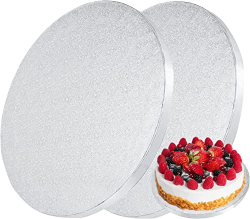 YIYICO Cake Board 30cm Rund Tortenunterlage Cakeboard 13mm x Ø12inch 2er Wiederverwendbar Torten Unterplatten für Transport Kuchen und Torten (Silver)