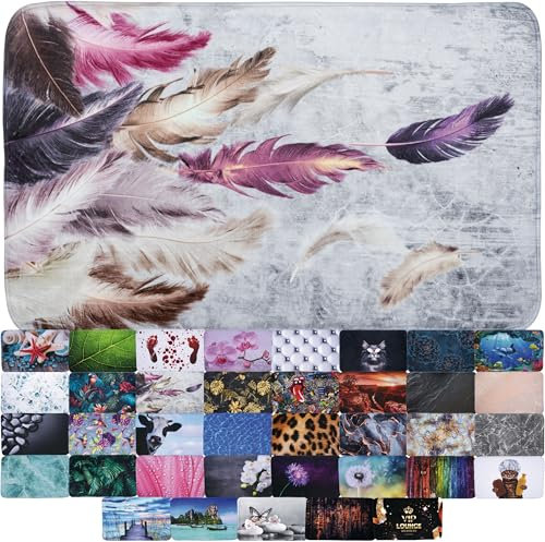 Sanilo Badteppich, viele schöne Badematten zur Auswahl, Badvorleger sehr weich und rutschfest, waschbar und schnelltrocknend (Federn, 50 x 80 cm)