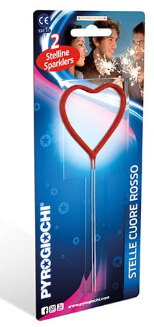 10 SCINTILLE a forma di CUORE rosso 15cm - FONTANINE fontane per Feste Matrimoni Compleanno, Capodanno Natale, Party di Ogni Genere - Bastoncino Stelle filanti Ideali Come Decoro addobbo Feste Esterne
