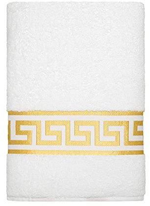 Belle Arti Premium Mäander Handtücher Duschtücher Gästetücher Flauschige Frottee Baumwolle (2er Set - 100 x 150 cm, Weiss)