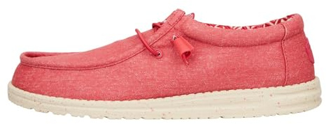 Hey Dude Wally Stretch Canvas Karanda Red Scarpe da Uomo | Mocassini da Uomo Comodi e Leggeri | Rosso Misura 11