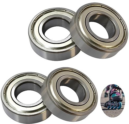 Lot de 4 roulements à billes 608ZZ - 8 mm x 22 mm x 7 mm - Roulement à billes rainuré en métal - Faible bruit - Haute vitesse - Pour skateboard, scooter, rollers