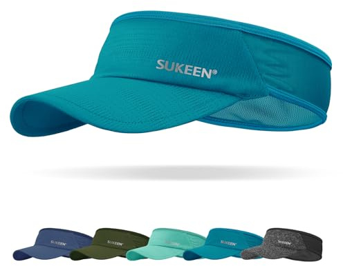 Sukeen Sun Visor Hat, UPF 50+ UV Sun Protective, Running Golf Hat, Cooling Elastic Visor with Breathable Sweatband, Sport Cap for Tennis Cycling