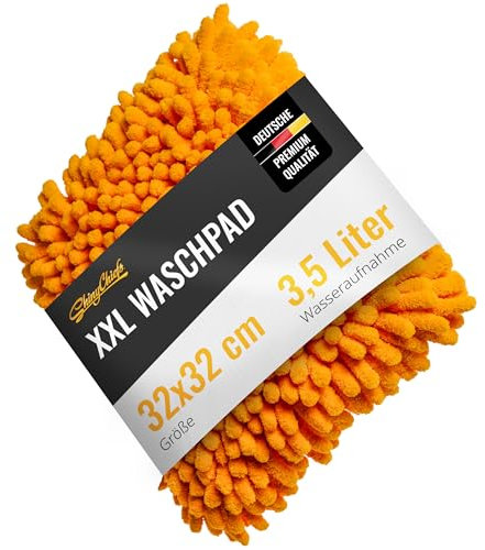 XXL Mikrofaser Auto Wash Pad - Extrem saugfähiger & weicher Autoschwamm (32x32 cm) - Premium Waschschwamm für schonende Autoreinigung - Ultraweicher Autowaschschwamm von ShinyChiefs®