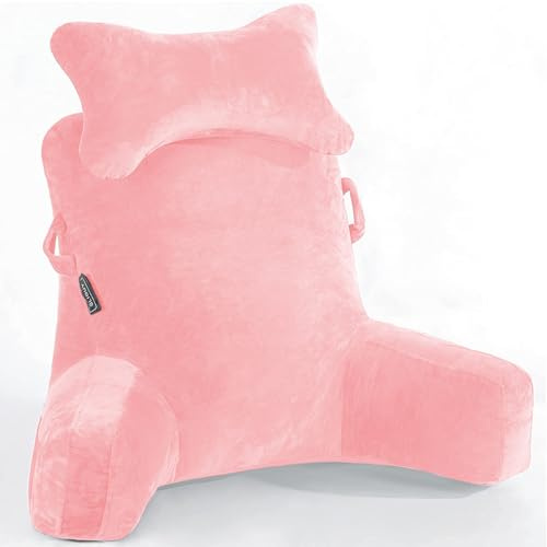 SLIGUY - Almohada de lectura extra grande de 78,7 cm para reposo en la cama con rollo de cuello desmontable y brazos para sentarse en la cama o el sofá - Almohada de respaldo para leer para adultos