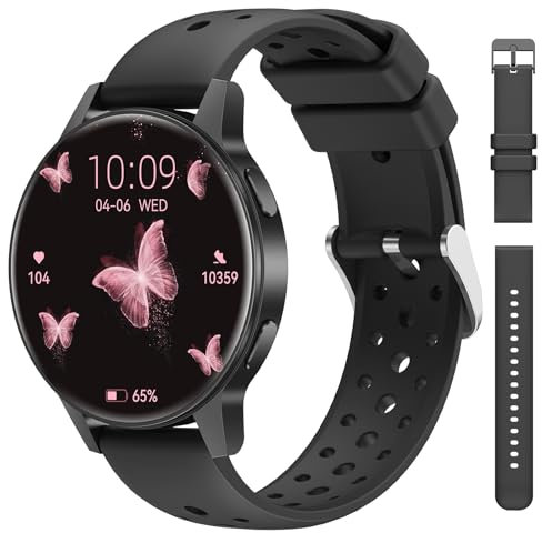 RifePhi Montre Connectée Femme, 1.27 HD Smartwatch Fonction Téléphone Bluetooth 24H Fréquence Cardiaque/Sommeil, 120+ Sports, IP68 Podomètre Android iOS (Noir)