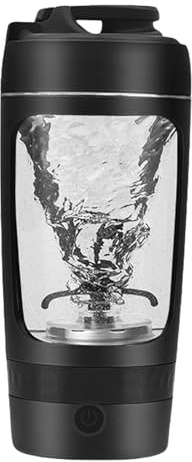 Frullatore elettrico per proteine, frullatore elettrico per albumi, misurino USB da 600 ml, potenti bottiglie da mix, misurino portatile, miscelatore USB C ricaricabile per sport e fitness (Nero)