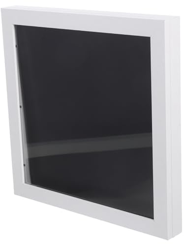 Toyvian Football Shirt Shadow Box Frame Acrylic Sports Display Case for Basketball and Baseball Jerseys, Wall-Mounted, 33×33×3.7Cm, White
