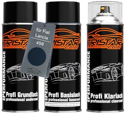 TRISTARcolor Vernice per auto Kit bombolette spray per Fiat/Lancia 456 Blu Scuro vernice di fondo vernice di base vernice trasparente bomboletta a spruzzo 400ml