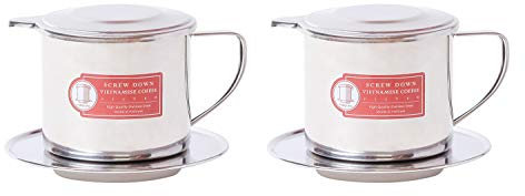 Thang Long Vietnamese Coffee Filter Maker Press. Screw Down Phin Made in Vietnam. Authentic (2, Medium (8 oz))