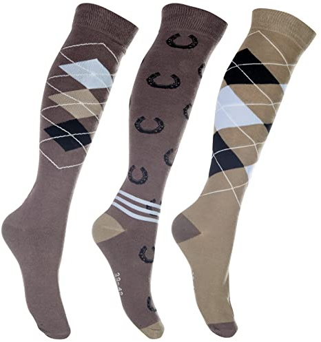 HKM Femme Cardiff Chaussette d quitation, Marron/beige, M EU