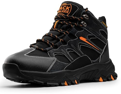 Jack Walker Mens Walking Waterproof Leather Boots Lightweight Vent Breathable Hiking Trekking Shoes JW7255 Orange (10 UK)