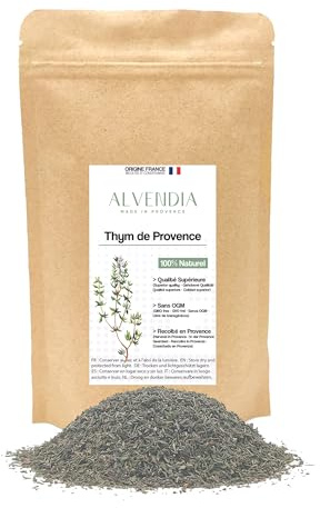 ALVENDIA - Véritable Thym de Provence - Cultivé et Récolté dans le Sud de la France - Paquet de 100 Grammes - Récolte 2025