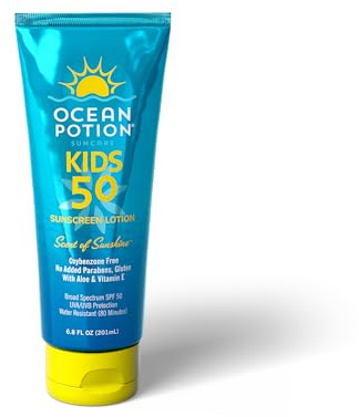 Ocean Potion Kids Sunscreen SPF 50, Broad Spectrum UVA/UVB Protection with Aloe and Vitamin E, Non-Greasy Sunscreen Lotion for Kids 6.8 oz