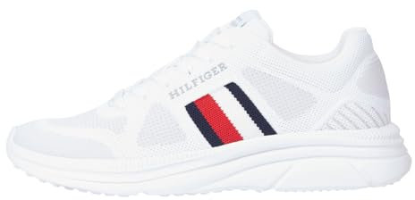 Tommy Hilfiger MODERN RUNNER KNIT EVO ESS Mittelhoher Schnitt (Schuhe) Herren, Weiß (White), 43 EU