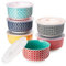 DOWAN Pirottini per Soufflé con Coperchio, 6 X 180 ml Stampi a Prova di Forno per Crème Brulée, Muffin, Mini Ciotola Porcellana per Forno, Salsa, Snack, Fruttoda, Ø 10cm-Colori Vivaci