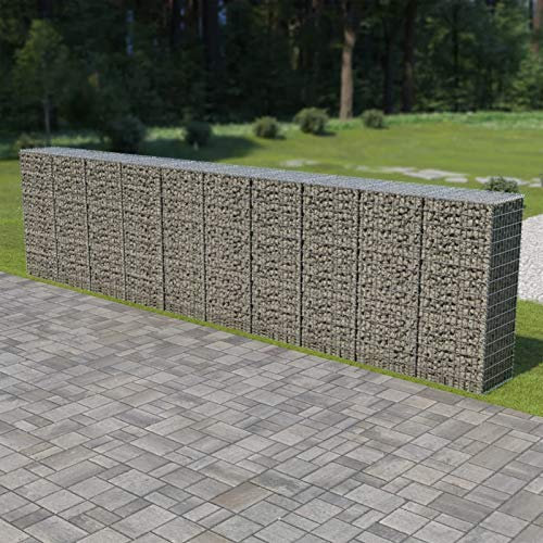 ARKEM Gabbione per Pietra in Metallo Acciaio Zincato con Copertura da Giardino Esterno,Gabbione Metallico Decorativo con Copertura da Giardino per Esterno,Gabbione con Copertura in Acciaio Zincato 600