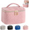 YOUYIKE Kosmetiktasche Damen, kulturtasche Damen, Groß Make Up Tasche, Organizer mit Bürstenfach, Kulturtasche PU Leder, Tragbare Makeup Bag (Rosa)