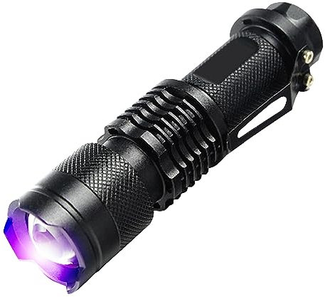 Fiorky Lampe d'inspection 365 nm/395 nm alimentée for Batterie, lumière Violette, vérification de l'argent, détecteur de Taches d'urine Animale, Outils de Torche ultraviolette LED (lumière v