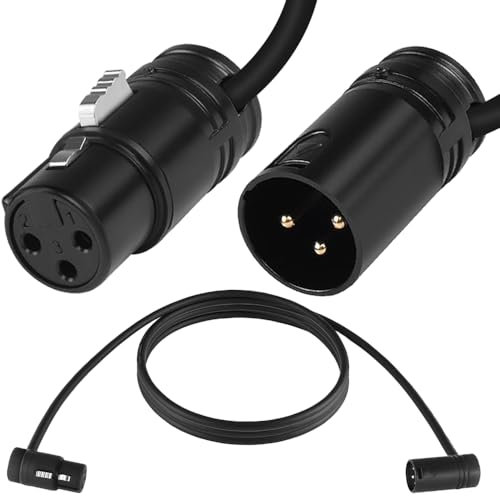 Xiatiaosann Cable ajustable de micrófono XLR de 3 clavijas, cable adaptador de audio XLR macho a hembra de perfil bajo para mezclador/grabador Sound Devices 302, 552, 633, 688, 788T