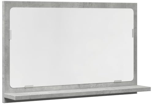 vidaXL Mobile Bagno con Specchio Grigio Cemento 60x11x37 cm Truciolato, Mobile a Specchio con ripiano, Mobile da Bagno, Mobile da Trucco con Specchio