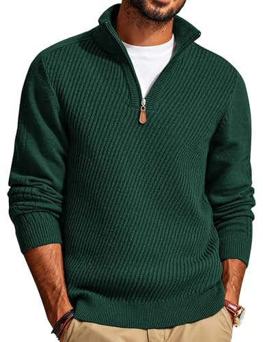 PJ PAUL JONES Mens Turtleneck Jumpers 1/4 Zip Troyer Long-Sleeved Knitted Sweater Winter Pullover
