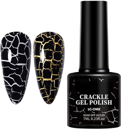 Cool nagellack - 7 ml krackelerad gellack, långvarig formel, glänsande manikyrdekoration | Gel nagellack för flickor, vardagsrum, hem, semester, dans, dejt