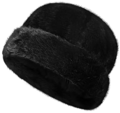 YJZQ Bonnet Hiver Homme Senior - Chapeau de Trappeur à Oreillettes Complètes en Peluche Fausse Vison, Chapka Russe Classique pour Papa et Grand-Père