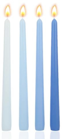 Set of 4 Gradient Blue Taper Candles, 10'' Unscented for Candlesticks