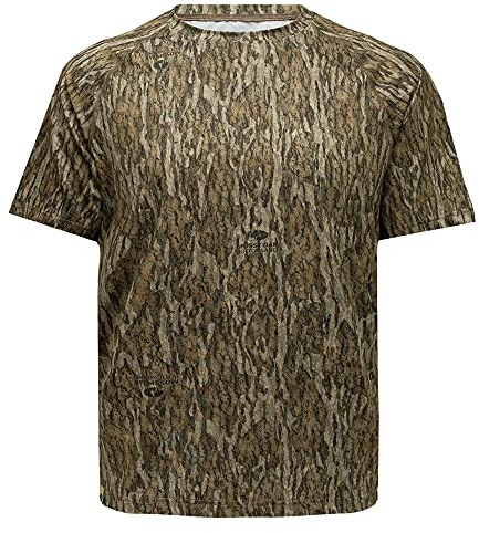 Mossy Oak Camo Hunting Short Sleeve Shirt for Men - Lightweight Performance Stretchable Tee with 4-Way Stretch & Cooling Tech