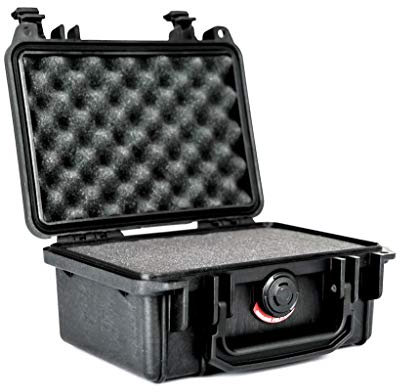 PELI 1120 Watertight Hard Camera Case, IP67 Watertight and Dustproof, 5L Capacity, Made in US, With Customisable Foam Inlay, Black