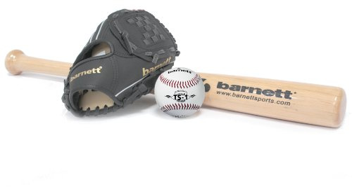 BARNETT BGBW-1 (BBW-32, JL-120, BS-1) Set Baseball, Batte en Bois, Gant, Balle Senior