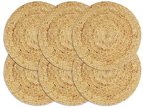 vidaXL 6X Manteles Individuales Lisos Redondos de Yute Mantelería Ropa de Casa Cocina Suaves al Tacto Cómodos Piezas Únicas Prácticas Natural 38cm