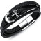 Ategazza Herren Lederarmband in Schwarz mit Anker-Symbol Edelstahlverschluss 21,5 cm GB503