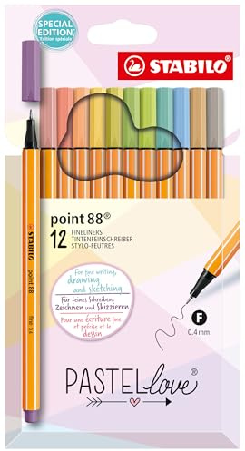 STABILO - point 88 - Fineliner - Pastellove Set - Pack of 12 - Assorted colors
