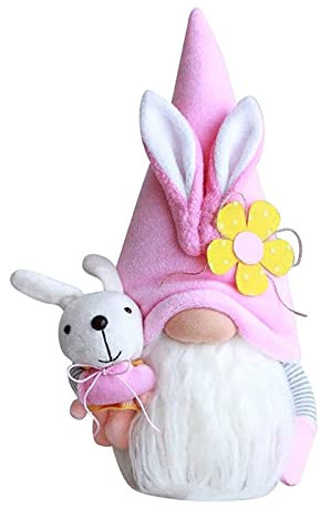 ENLACE Ostern Frühling Wichtel, Handgemachte Plüsch Puppen, Ostern Hasen Ohren Puppen Dolls, Wichtel Ostern Heimdekoration, für Tischdekoration Deko Osterdekoration Frühling, Rosa