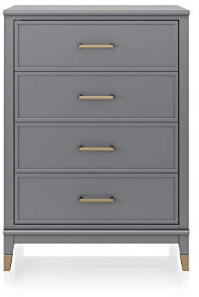 DHP Furniture Westerleigh 4 Drawer Dresser, Graphite Grey, 50x76x106cm (DxWxH)