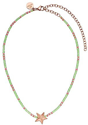 Purelei® Cheerful Kette, Wasserfeste Sommerliche Kette mit bunten Glasperlen und Seestern-Anhänger, Halskette aus Edelstahl, Geschenke für Mädchen und Damen, 30-40 cm Länge verstellbar (Rosegold)