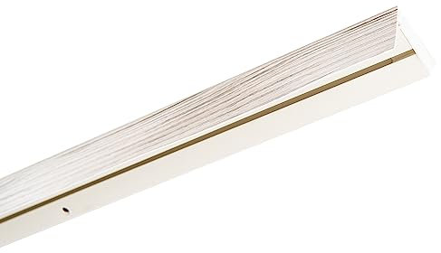 Garesa Gardinenschiene 1-läufig, Weiß I Vorhangschiene aus Kunststoff inkl. Gleiter I Vorgebohrt zur Deckenmontage I Mit Blende Farbe Esche Weiß I 100cm