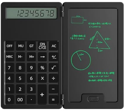 WANGCL Kalkylator med skrivplatta raderbar LCD skrivplatta bärbar USB miniräknare för kontorsskola - svart