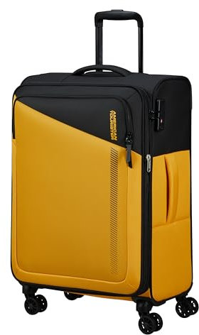 American Tourister Daring Dash - Spinner M, Erweiterbar Koffer, 66.5 cm, 67/75 L, Schwarz/Gelb (Black/Yellow)