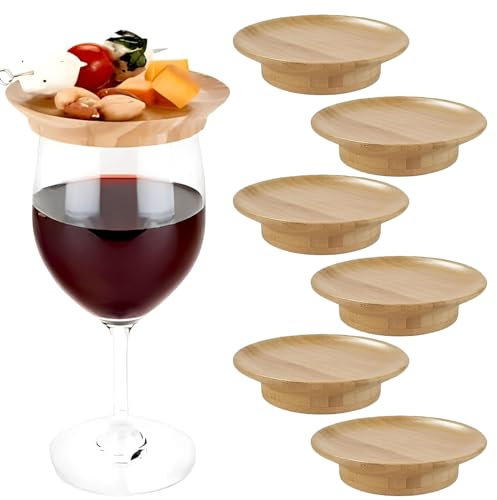 GMHLLES Wine Glass Charcuterie Topper - 6 Pieces, Bamboo, Brown, Conical, Topper