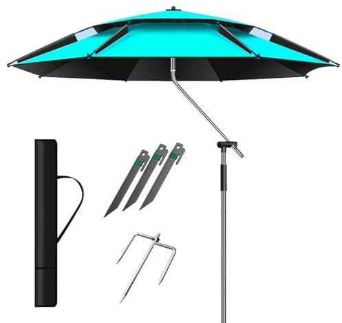 Angelschirm Garten Regenschirm Windschutz Strandschirm mit Fiberglasstangen Sonnenschirm wasserdicht 220cm 240cm 260cm(220cm)