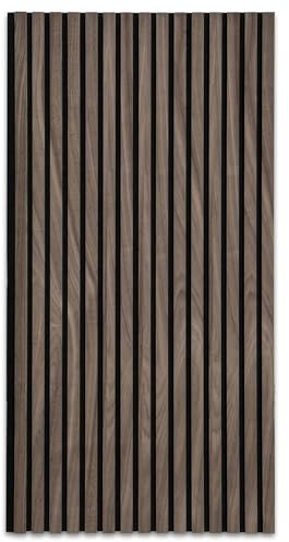 Floordirekt 3D Akustikpaneele 118 x 60 cm, Wandpaneele mit Echtholzfurnier für eine angenehme Raumakustik, Lamellenwand Holz und Filz, Wandverkleidung als Schallschutz, Schalldämmung (Black Walnuts)