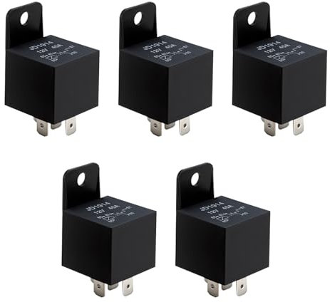 5 Pezzi Relè 5 Pin 12V 40A, Rele per Auto JD2912-1Z, Interruttore Camion Barche Marine Impianti Elettrici Sistemi Illuminazione, Controllo Remoto, Capacità di Commutazione Alta per Veicoli Industriali