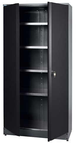 Küpper 70289 Armoire haute noire 204 x 53 x 91 cm avec 4 étagères de charge de 75 kg chacune (noir)