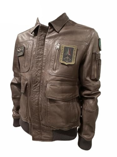 Aeronautica Militare Giubbino in pelle pilota PN0846 imbottito, da uomo, giacca, giubbotto Frecce Tricolori (IT, Testo, XL, Regular, Regular, Marrone)